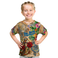 Bay Islands Department Kid T Shirt Geographic Coordinate Anchor - Turlte Tropical