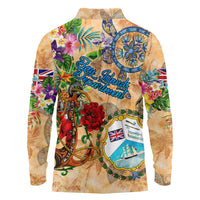 Bay Islands Department Long Sleeve Polo Shirt Geographic Coordinate Anchor - Turlte Tropical