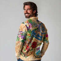 Bay Islands Department Long Sleeve Polo Shirt Geographic Coordinate Anchor - Turlte Tropical