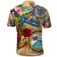 Bay Islands Department Polo Shirt Geographic Coordinate Anchor - Turlte Tropical