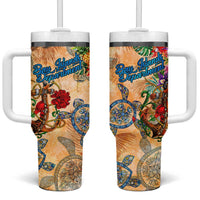 Bay Islands Department Tumbler With Handle Geographic Coordinate Anchor - Turlte Tropical