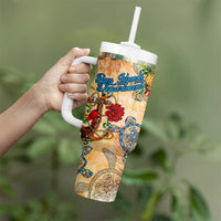 Bay Islands Department Tumbler With Handle Geographic Coordinate Anchor - Turlte Tropical