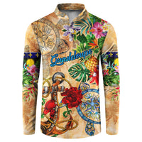 Guadeloupe Button Sweatshirt Geographic Coordinate Anchor - Turlte Tropical