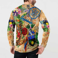 Guadeloupe Button Sweatshirt Geographic Coordinate Anchor - Turlte Tropical