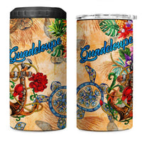 Guadeloupe 4 in 1 Can Cooler Tumbler Geographic Coordinate Anchor - Turlte Tropical