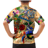 Guadeloupe Family Matching Mermaid Dress and Hawaiian Shirt Geographic Coordinate Anchor - Turlte Tropical