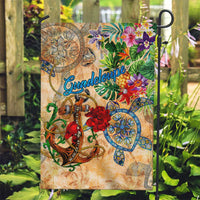 Guadeloupe Garden Flag Geographic Coordinate Anchor - Turlte Tropical