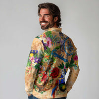 Guadeloupe Long Sleeve Polo Shirt Geographic Coordinate Anchor - Turlte Tropical