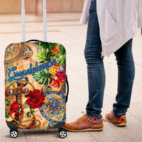 Guadeloupe Luggage Cover Geographic Coordinate Anchor - Turlte Tropical