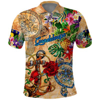 Guadeloupe Polo Shirt Geographic Coordinate Anchor - Turlte Tropical