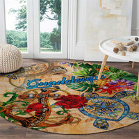 Guadeloupe Round Carpet Geographic Coordinate Anchor - Turlte Tropical