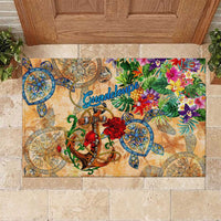 Guadeloupe Rubber Doormat Geographic Coordinate Anchor - Turlte Tropical