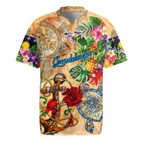 Guadeloupe Rugby Jersey Geographic Coordinate Anchor - Turlte Tropical