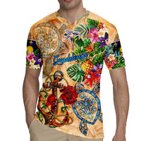 Guadeloupe Rugby Jersey Geographic Coordinate Anchor - Turlte Tropical