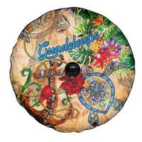 Guadeloupe Spare Tire Cover Geographic Coordinate Anchor - Turlte Tropical