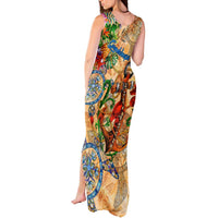 Guadeloupe Tank Maxi Dress Geographic Coordinate Anchor - Turlte Tropical
