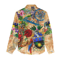 Guadeloupe Women Casual Shirt Geographic Coordinate Anchor - Turlte Tropical