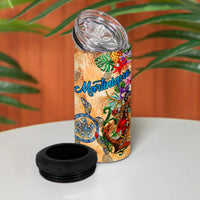 Martinique 4 in 1 Can Cooler Tumbler Geographic Coordinate Anchor - Turlte Tropical