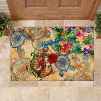 Martinique Rubber Doormat Geographic Coordinate Anchor - Turlte Tropical