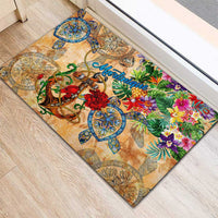 Martinique Rubber Doormat Geographic Coordinate Anchor - Turlte Tropical