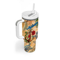 Martinique Tumbler With Handle Geographic Coordinate Anchor - Turlte Tropical