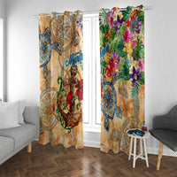 Martinique Window Curtain Geographic Coordinate Anchor - Turlte Tropical