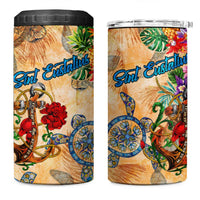 Sint Eustatius 4 in 1 Can Cooler Tumbler Geographic Coordinate Anchor - Turlte Tropical