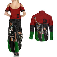 Mexico City 1968 African American Couples Matching Summer Maxi Dress and Long Sleeve Button Shirts Black Power Salute - Wonder Print Shop