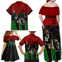 Mexico City 1968 African American Family Matching Off Shoulder Maxi Dress and Hawaiian Shirt Black Power Salute - Wonder Print Shop