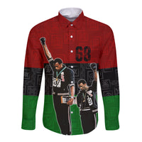 Mexico City 1968 African American Long Sleeve Button Shirt Black Power Salute - Wonder Print Shop