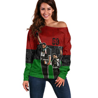 Mexico City 1968 African American Off Shoulder Sweater Black Power Salute - Wonder Print Shop