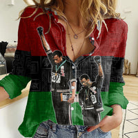 Mexico City 1968 African American Women Casual Shirt Black Power Salute - Wonder Print Shop