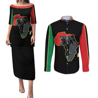 Powerful Panther Africa Couples Matching Puletasi Dress and Long Sleeve Button Shirts Map Africa - Wonder Print Shop