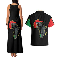 Powerful Panther Africa Couples Matching Tank Maxi Dress and Hawaiian Shirt Map Africa - Wonder Print Shop