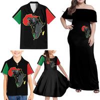 Powerful Panther Africa Family Matching Off Shoulder Maxi Dress and Hawaiian Shirt Map Africa - Wonder Print Shop