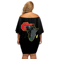 Powerful Panther Africa Family Matching Off Shoulder Short Dress and Hawaiian Shirt Map Africa - Wonder Print Shop
