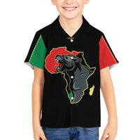 Powerful Panther Africa Family Matching Off Shoulder Short Dress and Hawaiian Shirt Map Africa - Wonder Print Shop