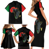 Powerful Panther Africa Family Matching Short Sleeve Bodycon Dress and Hawaiian Shirt Map Africa - Wonder Print Shop