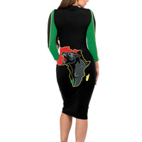 Powerful Panther Africa Long Sleeve Bodycon Dress Map Africa - Wonder Print Shop