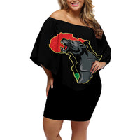 Powerful Panther Africa Off Shoulder Short Dress Map Africa - Wonder Print Shop