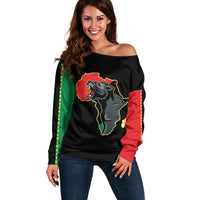 Powerful Panther Africa Off Shoulder Sweater Map Africa - Wonder Print Shop