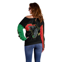 Powerful Panther Africa Off Shoulder Sweater Map Africa - Wonder Print Shop