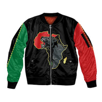 Powerful Panther Africa Sleeve Zip Bomber Jacket Map Africa - Wonder Print Shop