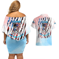 Skull Girl Couples Matching Off Shoulder Short Dress and Hawaiian Shirt Never Fck Given - Wonder Print Shop
