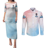 Skull Girl Couples Matching Puletasi Dress and Long Sleeve Button Shirt Never Fck Given - Wonder Print Shop