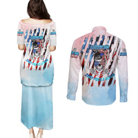Skull Girl Couples Matching Puletasi Dress and Long Sleeve Button Shirt Never Fck Given - Wonder Print Shop