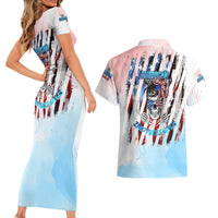 Skull Girl Couples Matching Short Sleeve Bodycon Dress and Hawaiian Shirt Never Fck Given - Wonder Print Shop