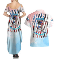 Skull Girl Couples Matching Summer Maxi Dress and Hawaiian Shirt Never Fck Given - Wonder Print Shop