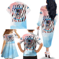Skull Girl Family Matching Off Shoulder Long Sleeve Dress and Hawaiian Shirt Never Fck Given - Wonder Print Shop
