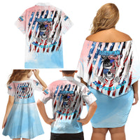 Skull Girl Family Matching Off Shoulder Short Dress and Hawaiian Shirt Never Fck Given - Wonder Print Shop